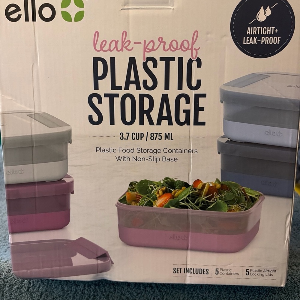 Leak-Proof Plastic Storage Set - Gray, Purple, White